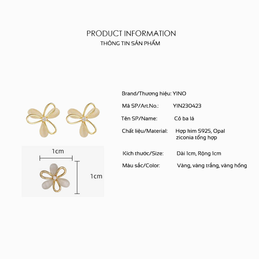 Bông Tai Cỏ Ba Lá Opal S925 Thiết Kế Tinh Tế Và Thời Trang Mang Ý Nghĩa May Mắn