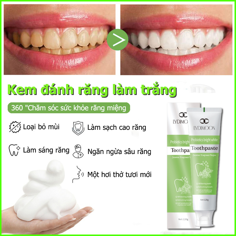 Kem Đánh Răng Làm Trắng Răng Kem đánh trắng răng 120g Giảm Vết Ố Vàng Trên Răng giảm sâu răng Giữ Hơi Thở Thơm Mát
