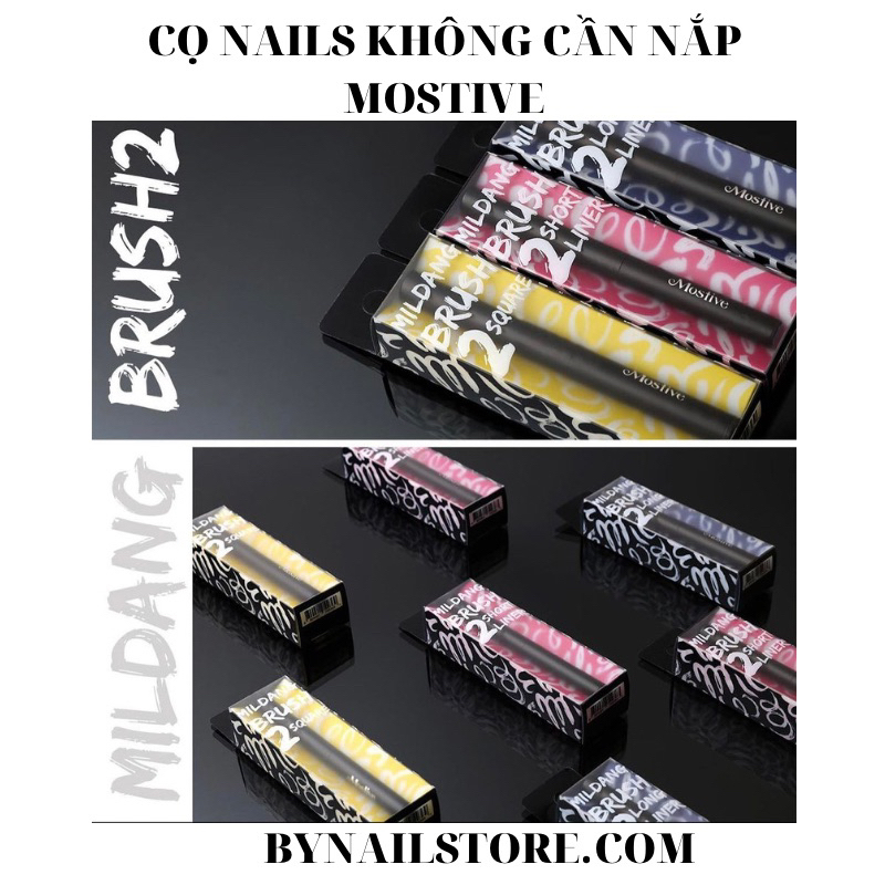 Cọ nails Mildang Brush Thiết kế cọ nails không cần nắp Hàn Quốc (1pcs)