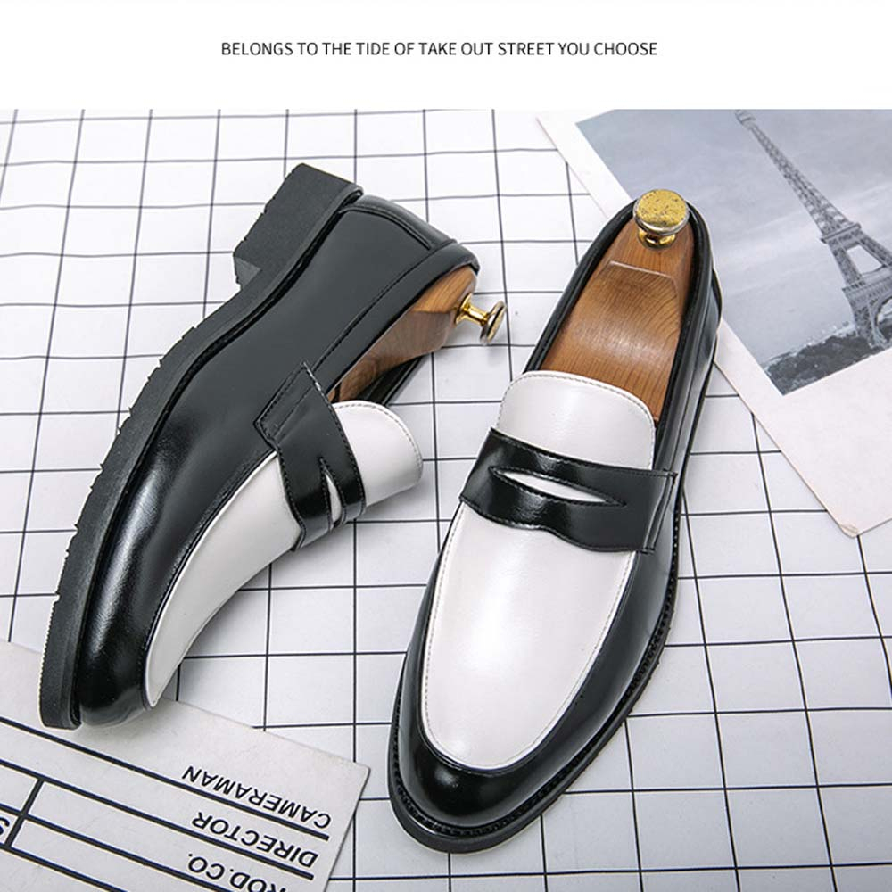 Giày penny loafer nam StarLord SL1085 2 màu đen trắng, Giày da cao cấp