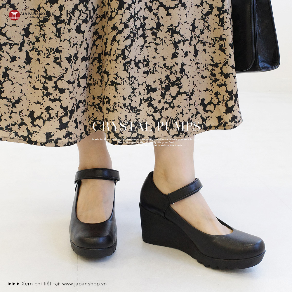 Giày da nữ cao cấp đế xuồng KOSU 49605 cao 7,5cm dáng sang, mang nhẹ, kháng khuẩn, khử mùi chính hãng Kobe Nhật Bản