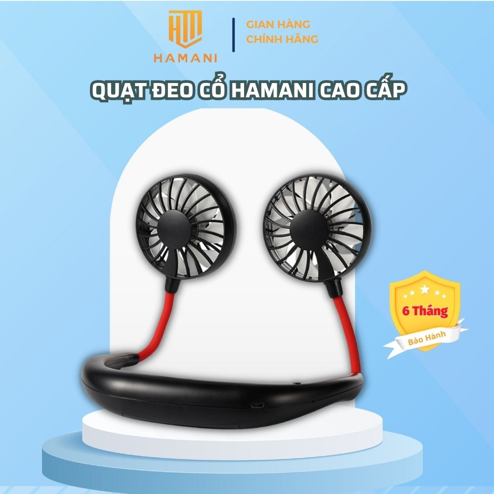 Quạt Đeo Cổ HAMANI Mini Xoay 360 Độ Phong Cách Thể Thao Sạc USB