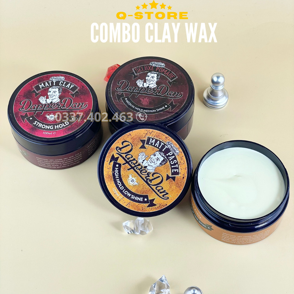 Combo Clay Wax Gôm,Sáp Vuốt Tóc Chính Hãng Giữ Nếp Vượt Trội, Hương Nước Hoa Cuốn Hút