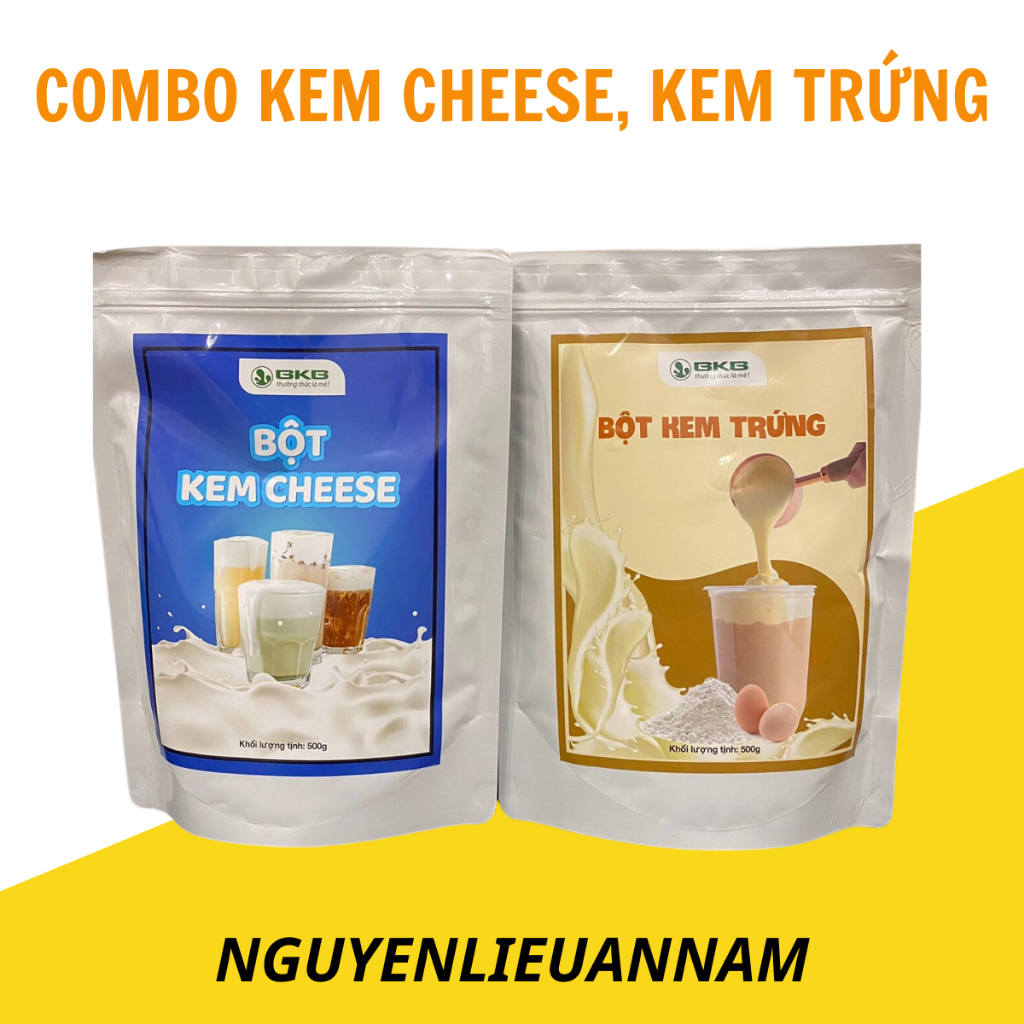 Combo kem cheese, kem trứng mỗi túi 500gr làm topping đồ uống