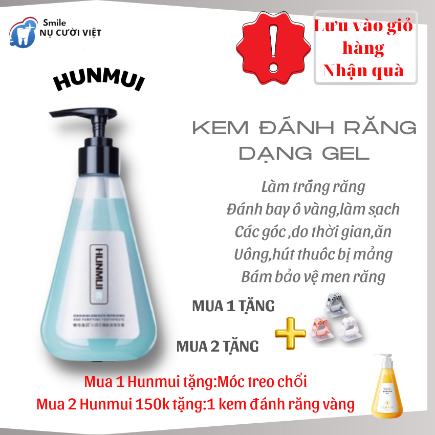 Kem Đánh Răng HUNMUI - Kem Đánh Răng Dạng Gel Lỏng -Dành Cho Mảng Bám Do Hút Thuốc