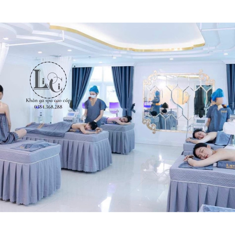 lGa giường spa trần bông, ga giường gội chất cotton poly