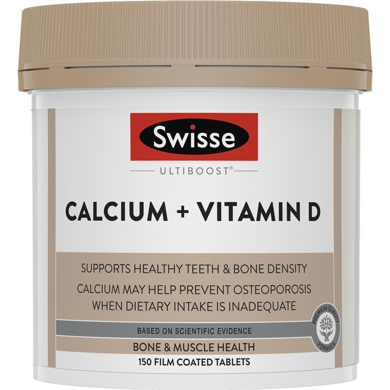 Viên Uống Bổ Sung Canxi và Vitamin D Swisse Ultiboost Calcium + Vitamin D Hộp 150 Viên