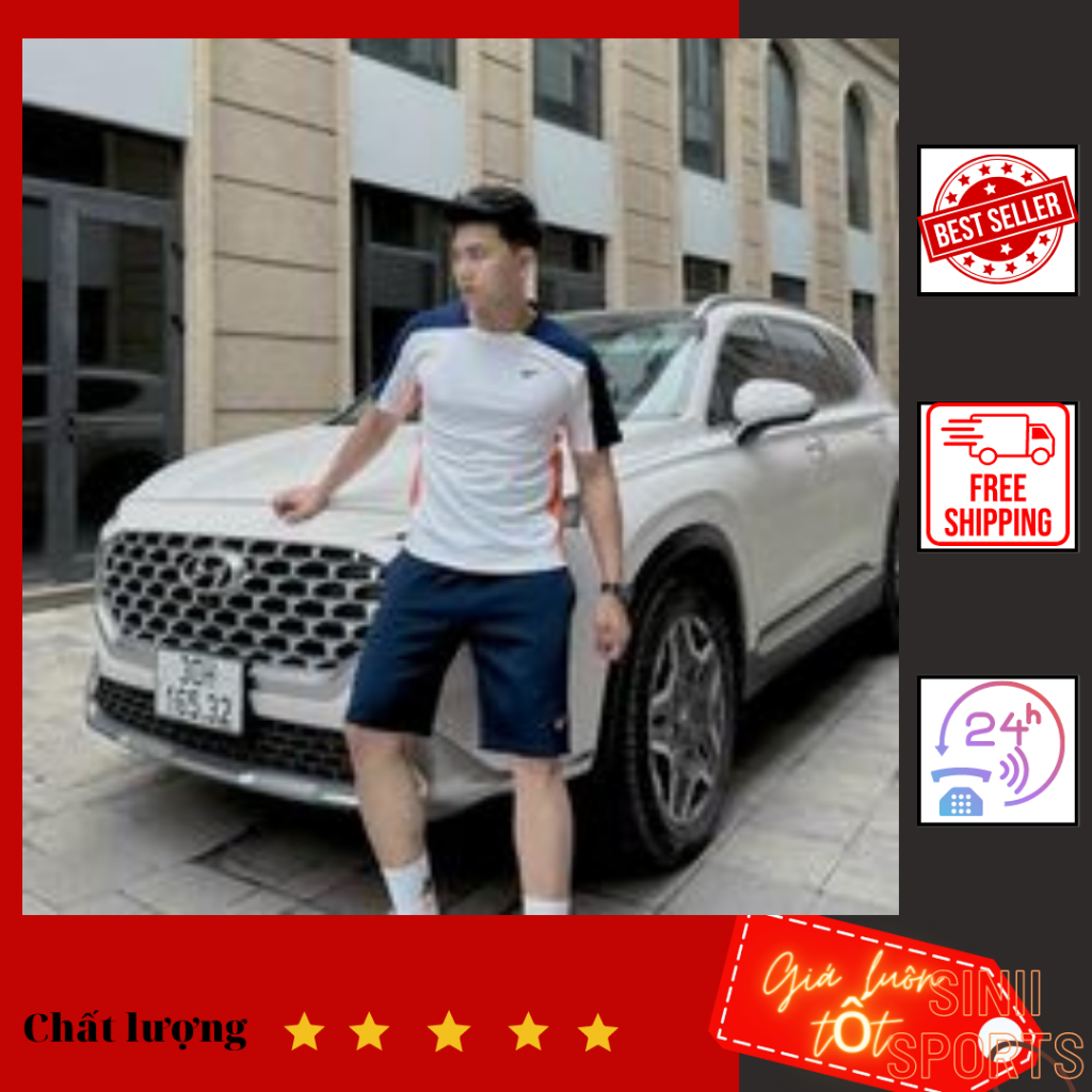 Bộ thể thao nam hè áo cộc quần đùi chất liệu co dãn thấm hút mồ hôi tốt thỏa mái size 55-80kg Sinnisports