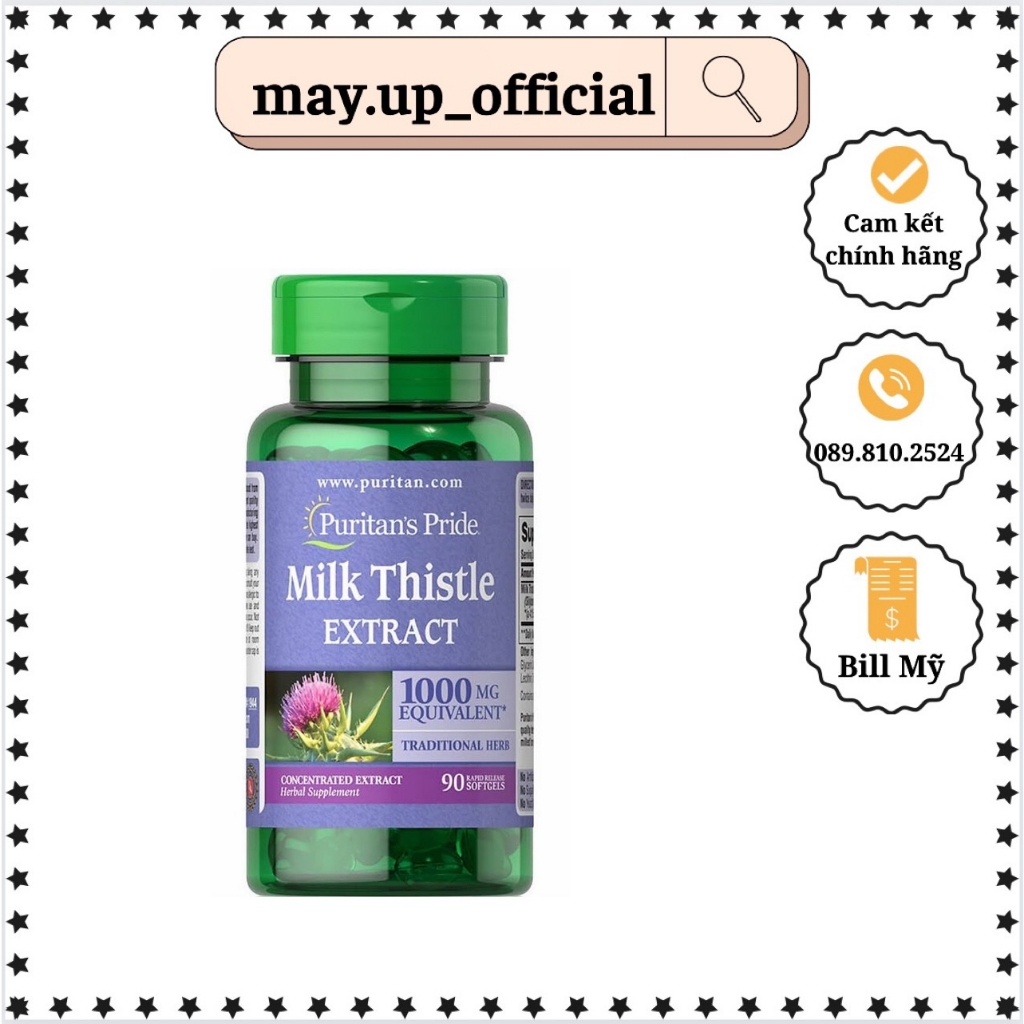 Viên Uống Bổ Gan, Thải Độc Gan Được Chiết Xuất Từ Cây Kế Sữa, 90 viên - Puritan's Pride Milk Thistle