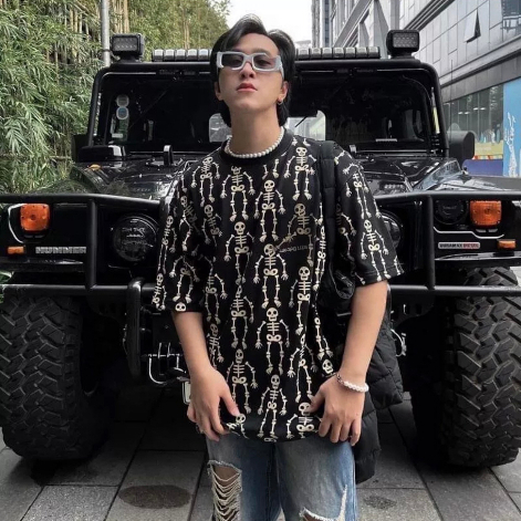 Áo Phông, Áo Thun Unisex In Hình Bộ Xương Form Rộng Cho Nam Nữ