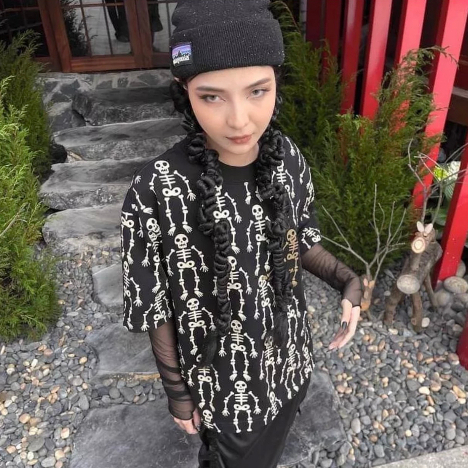 Áo Phông, Áo Thun Unisex In Hình Bộ Xương Form Rộng Cho Nam Nữ