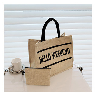 Túi cói Hello Weekend kèm ví