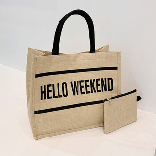 Túi cói Hello Weekend kèm ví