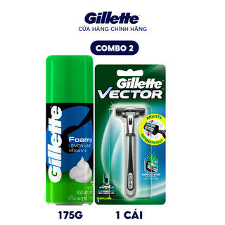 Combo 2 gồm Dao Cạo Gillette Vector 1UP và bọt cạo râu Gillette 175g