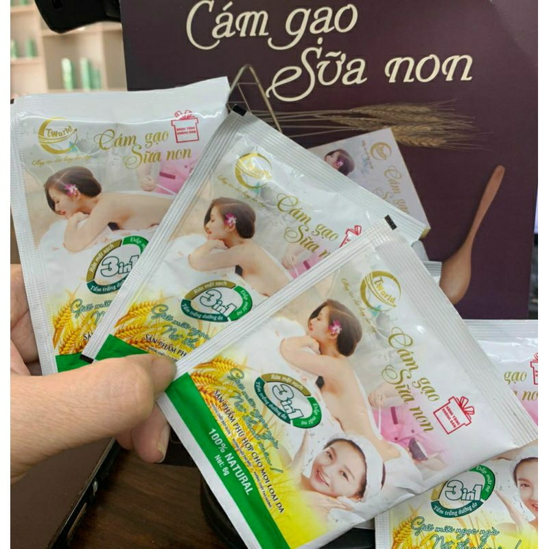 Sữa rửa mặt cám gạo sữa non tworld sạch mụn trắng sáng sạch sâu tẩy tế bào chết sáng mịn da tworld Extract ]