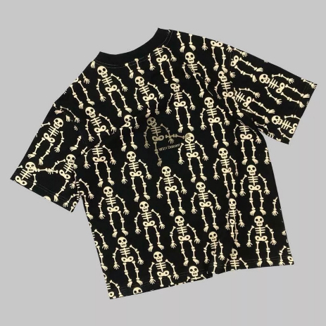 Áo Phông, Áo Thun Unisex In Hình Bộ Xương Form Rộng Cho Nam Nữ