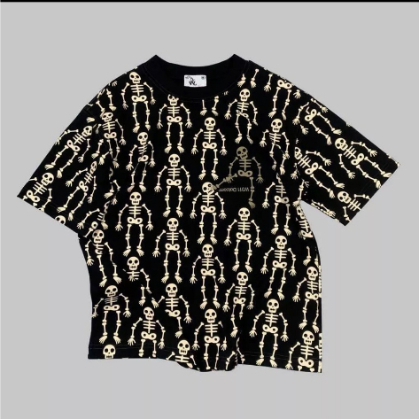 Áo Phông, Áo Thun Unisex In Hình Bộ Xương Form Rộng Cho Nam Nữ