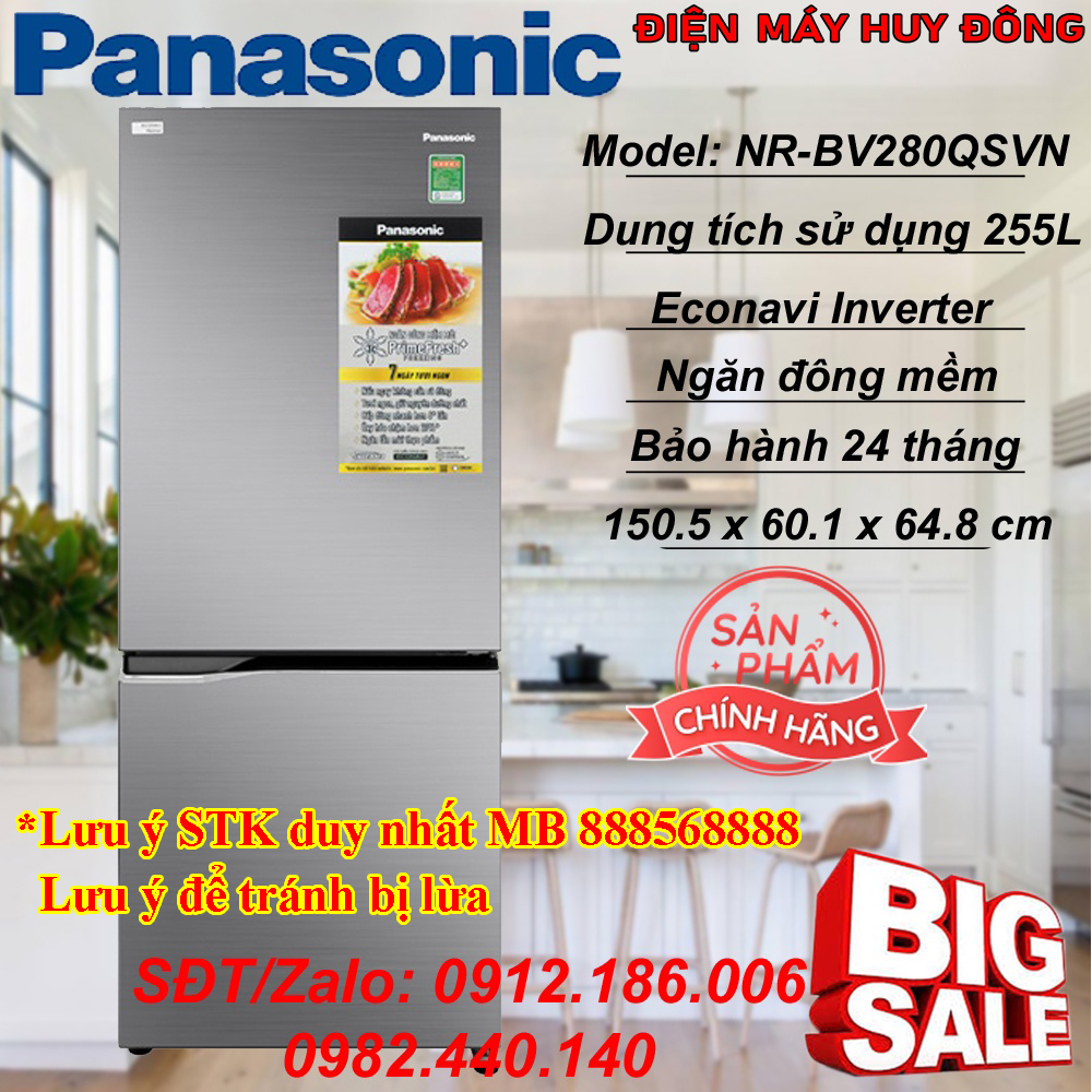 Tủ lạnh Panasonic Inverter 255 lít NR-BV280QSVN