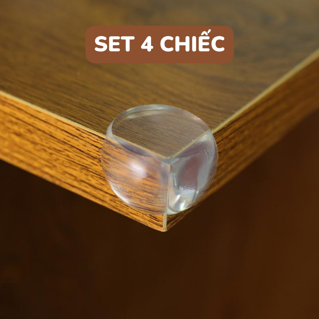 Miếng bọc góc bàn Silicone tròn an toàn cho bé set 4 chiếc tránh va đập