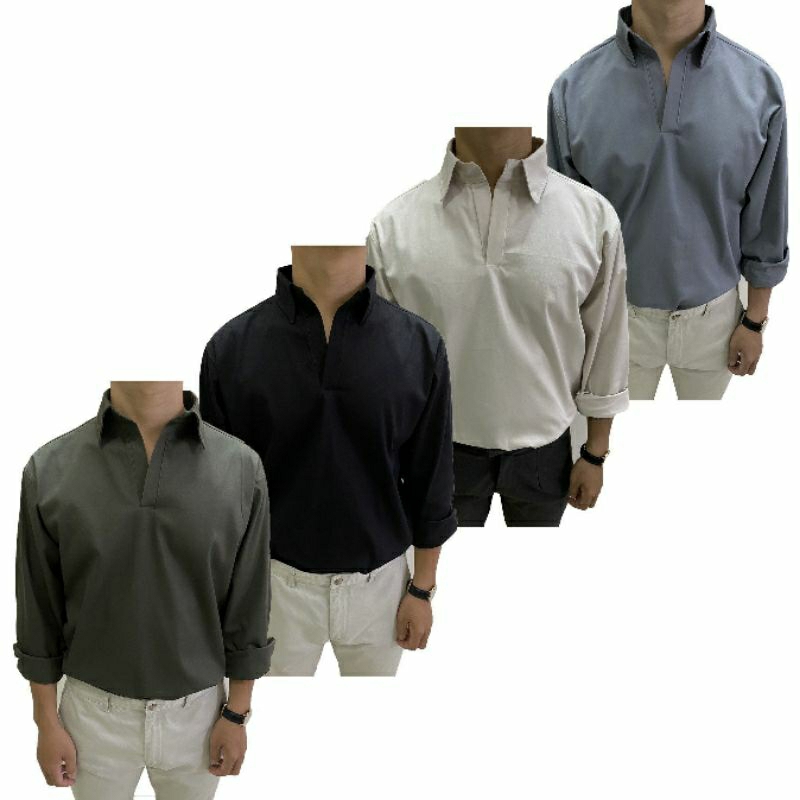 Áo sơ mi kaki nam Capallero cổ V đen đứng form, mịn, không xù lông