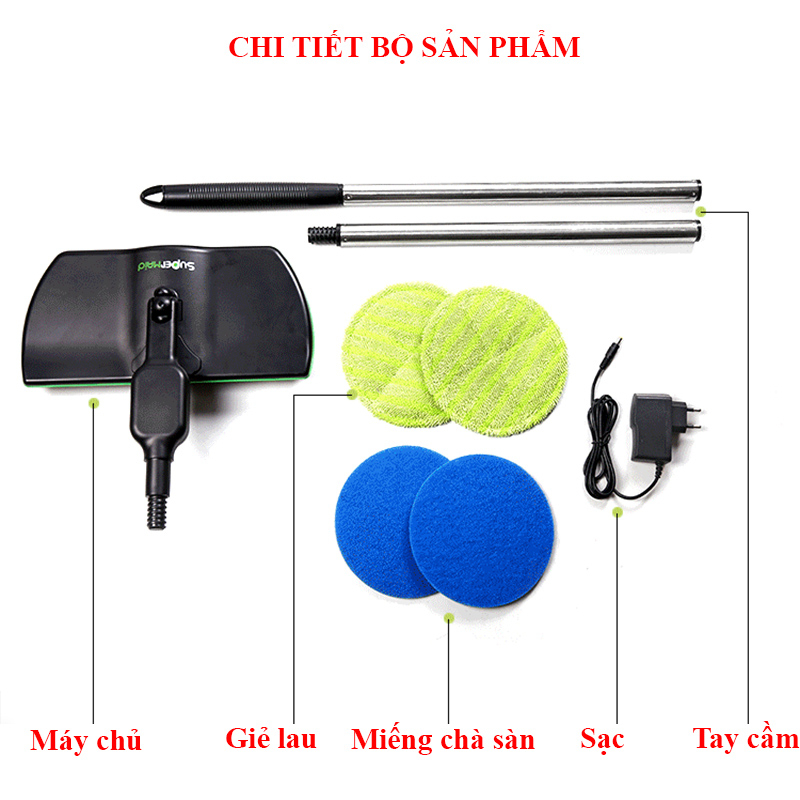 Máy lau nhà điện không dây Supermaid, cây lau nhà thông minh, máy lau sàn thiết kế chắc chắn, sử dụng tiện lợi BH 1 năm | BigBuy360 - bigbuy360.vn