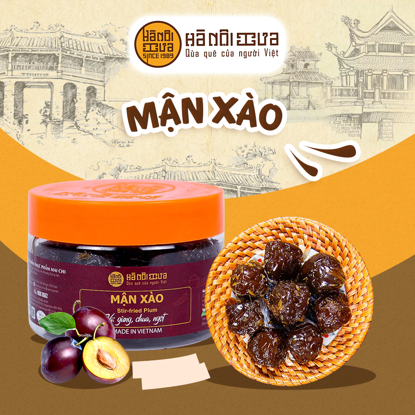 Ô mai xí muội Mận xào Hà Nội Xưa vị gừng chua ngọt, chuẩn truyền thống đảm bảo vệ sinh - hộp 180g 250g