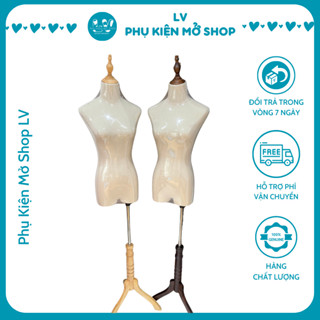 Manocanh chóp gỗ, không tay, Ma nơ canh nữ bọc vải cotton cao cấp - LV02