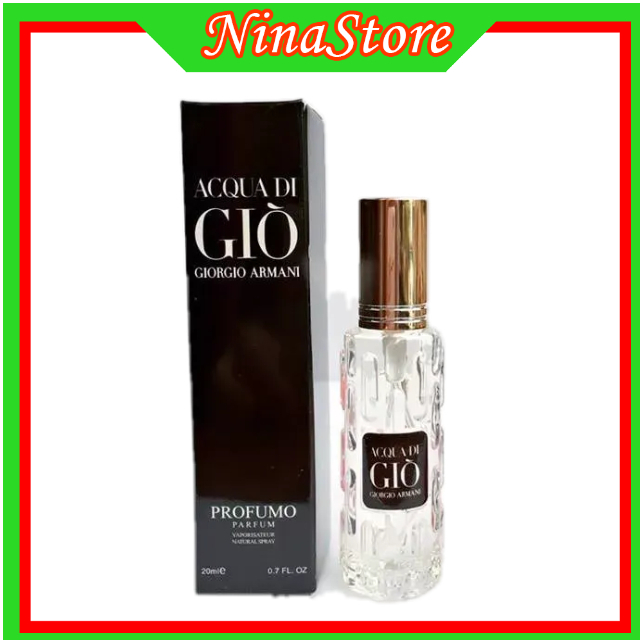Nước hoa mini nam Giò Đen 20ml dạng xịt-Mùi Acqua Di Gio đen- Hương thơm biển- NinaStore- Perfume