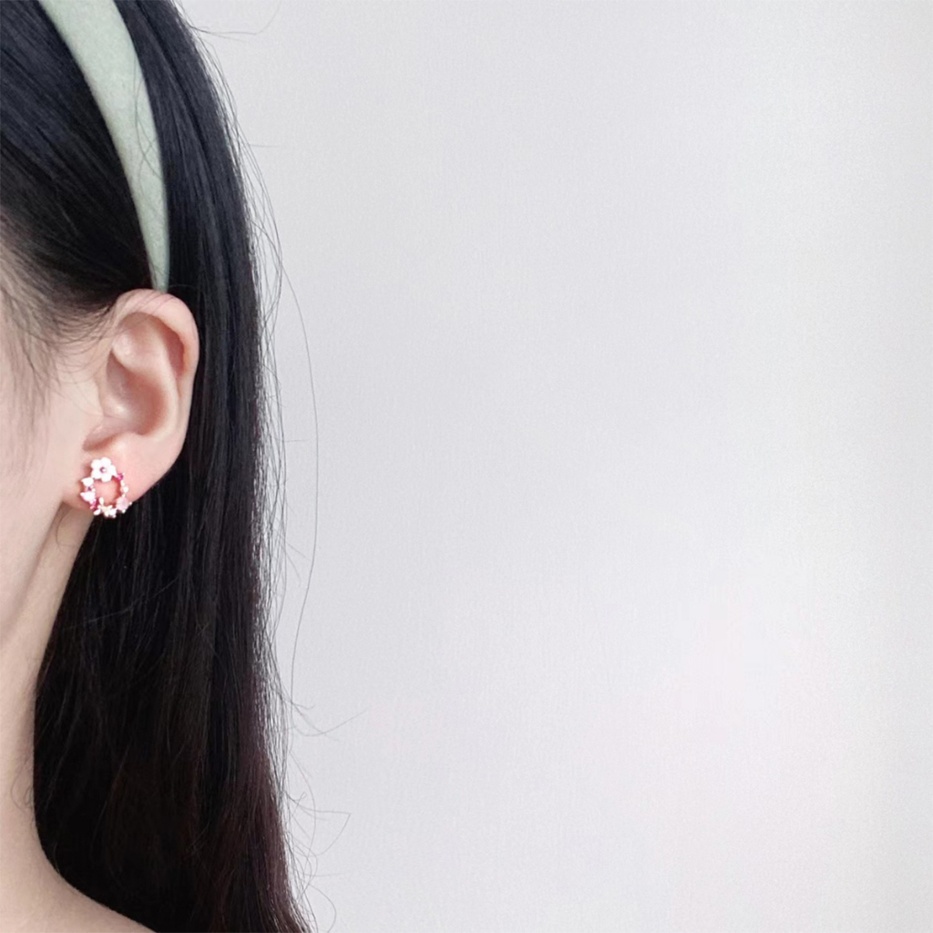 Bông Tai Zirconium S925 Nữ Tính Họa Tiết Hoa Phong Cách Hàn Quốc