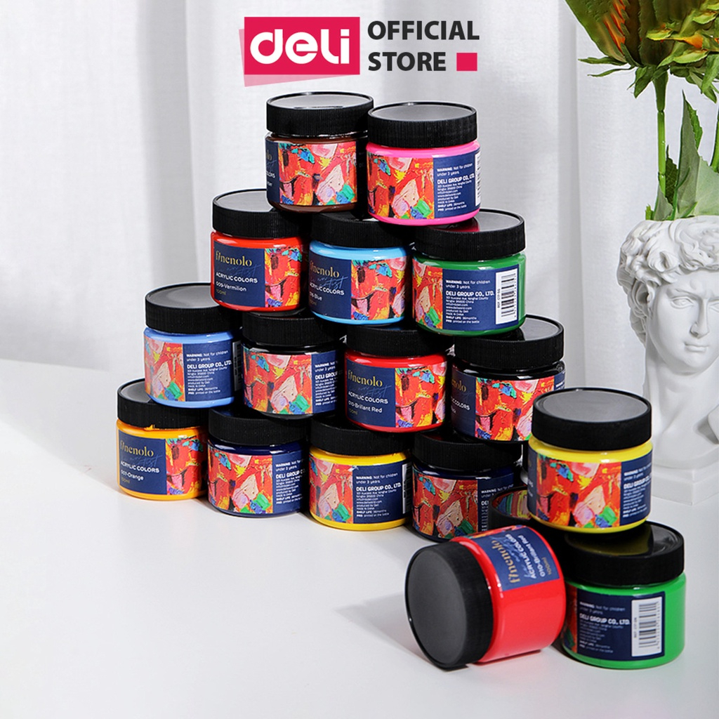 Màu Nước Acrylic 100ml Cao Cấp Dạng Hũ Finenolo - Tô Đất Sét Đất Nặn Tự Khô Vẽ Túi Vải Tote Quần Áo DIY Giày Tranh Tường