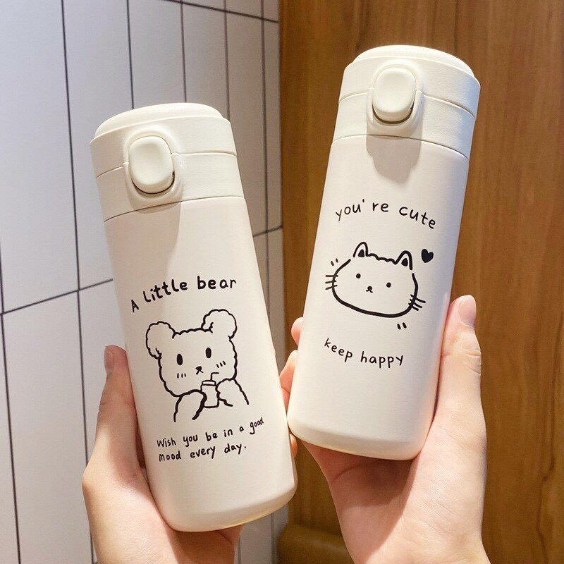 Bình giữ nhiệt gấu cute 450ML inox sus 304 an toàn, giữ được đồng thời nóng và lạnh trên 8H - Tiny_Shop_03