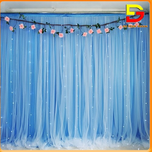 Rèm Trang Trí Sinh Nhật 2 Lớp (Voan nhúng + lưới) Rèm Vải Voan Làm Background Sự Kiện DG-399