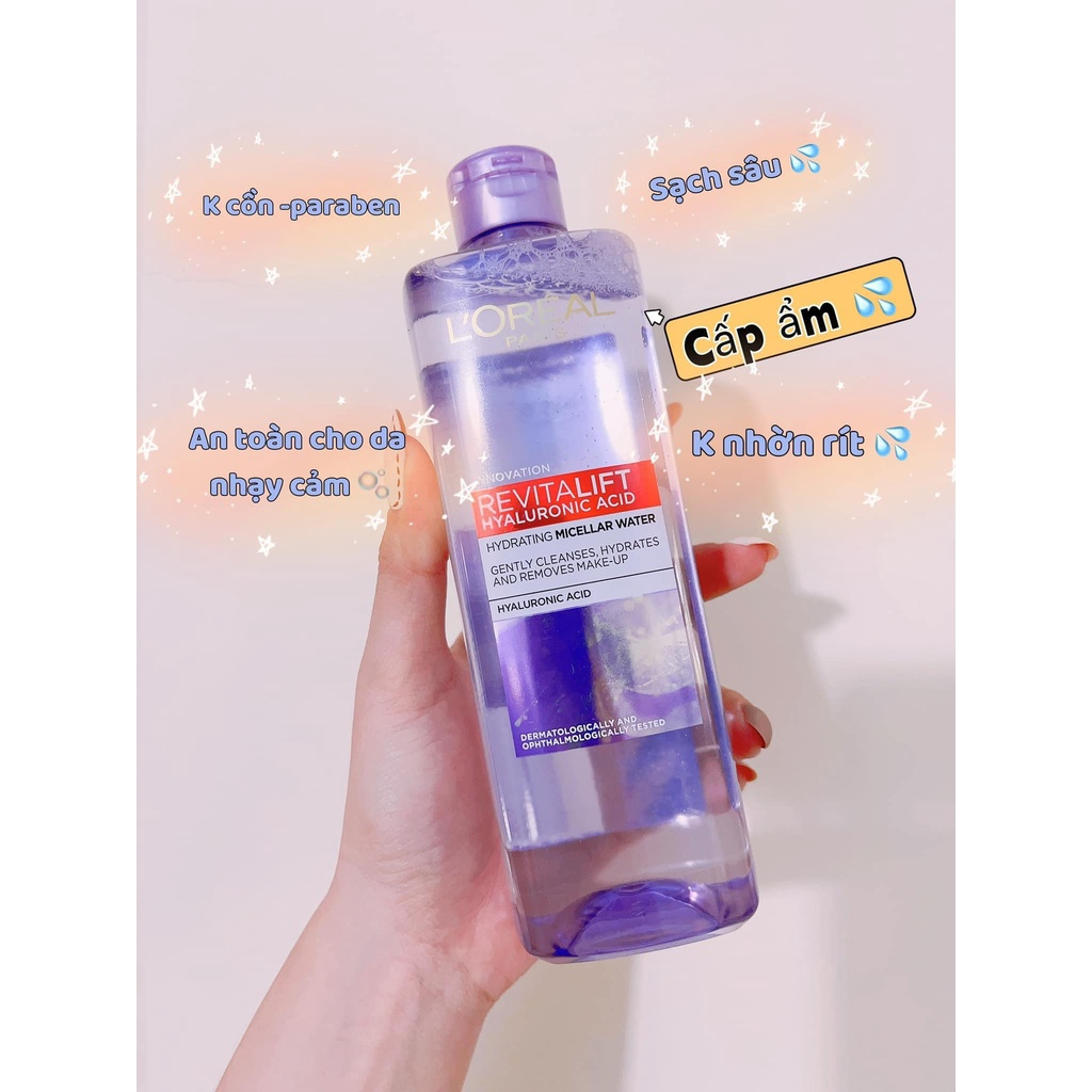 400ml  Nước Tẩy Trang Loreal Revitalift HA Màu tím