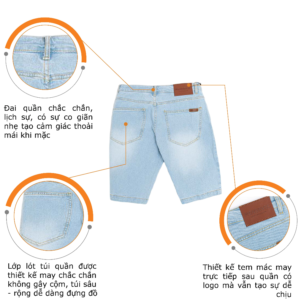 Quần Short Jean Nam H90 Chất Bò Cotton Cực Kì Co Giãn, Không Bai Gião, Bền Màu, Trẻ Trung MSTJ005