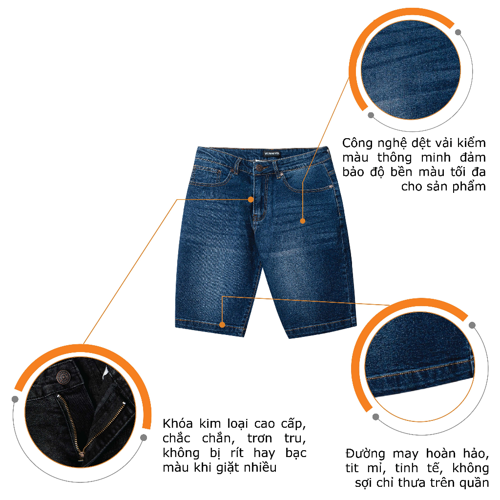 Quần Short Jean Nam H90 Chất Bò Cotton Cực Kì Co Giãn, Không Bai Gião, Bền Màu, Trẻ Trung MSTJ005