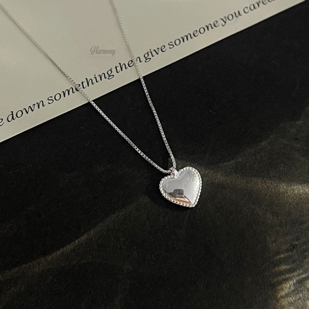 Dây chuyền bạc vòng cổ nữ 925 cao cấp mặt trái tim nhỏ nhắn nữ tính, sang chảnh Silver Heart | HARMONY ACCESSORIES VC76