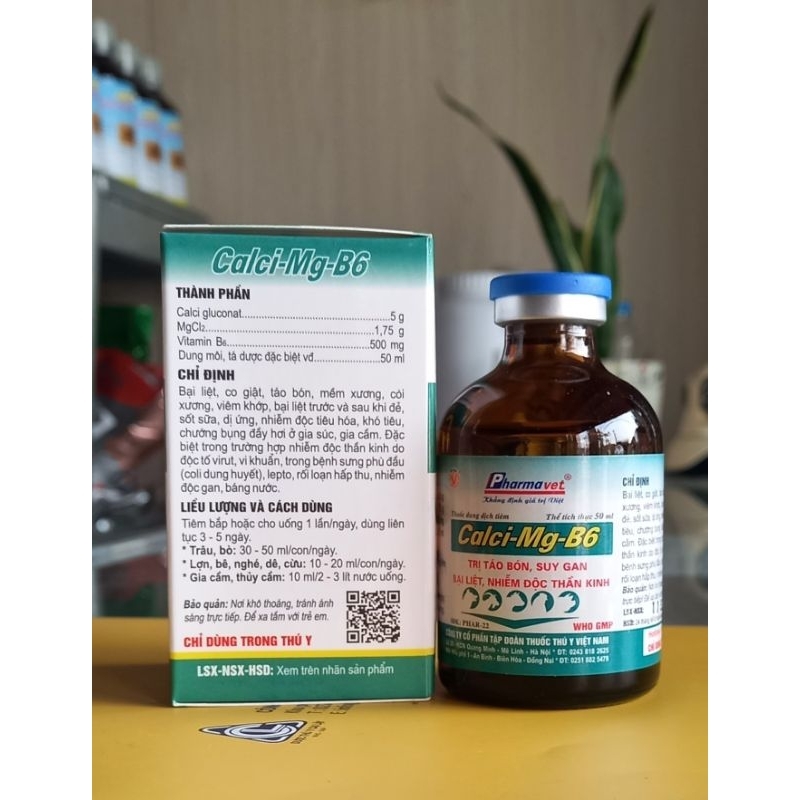 100ml Calci- Mg-B6: b.ại liệt,t.áo bón