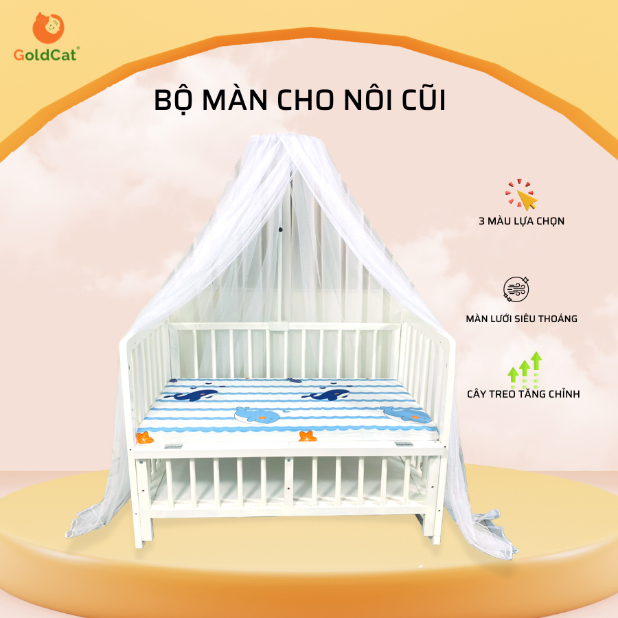 Bộ Màn Treo Nôi Cũi GOLDCAT BM Làm Từ Vải Mắt Lưới Cao Cấp Thiết Kế Khung Treo Tăng Chỉnh Chiều Cao Thông Minh