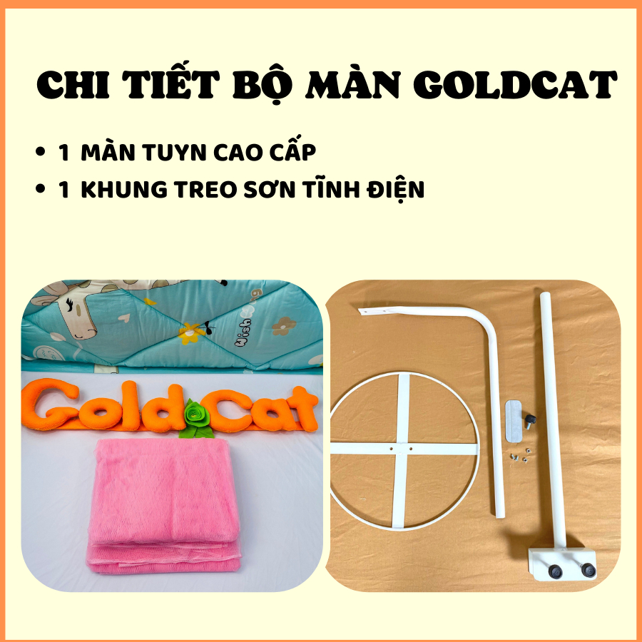 Bộ Màn Treo Nôi Cũi GOLDCAT BM Làm Từ Vải Mắt Lưới Cao Cấp Thiết Kế Khung Treo Tăng Chỉnh Chiều Cao Thông Minh