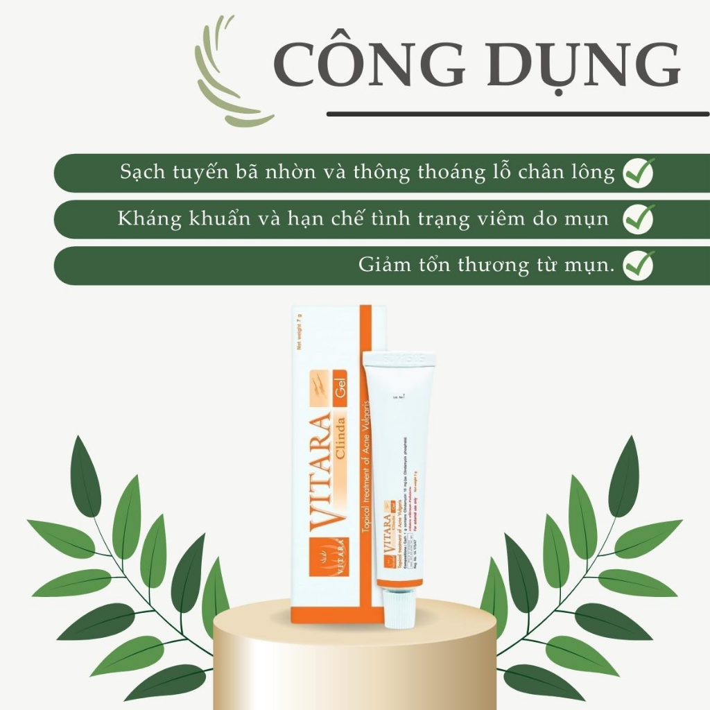 Vitara Clinda Gel chấm mụn hỗ trợ giảm các loại mụn ẩn mụn thâm 15g chính hãng Thái Lan