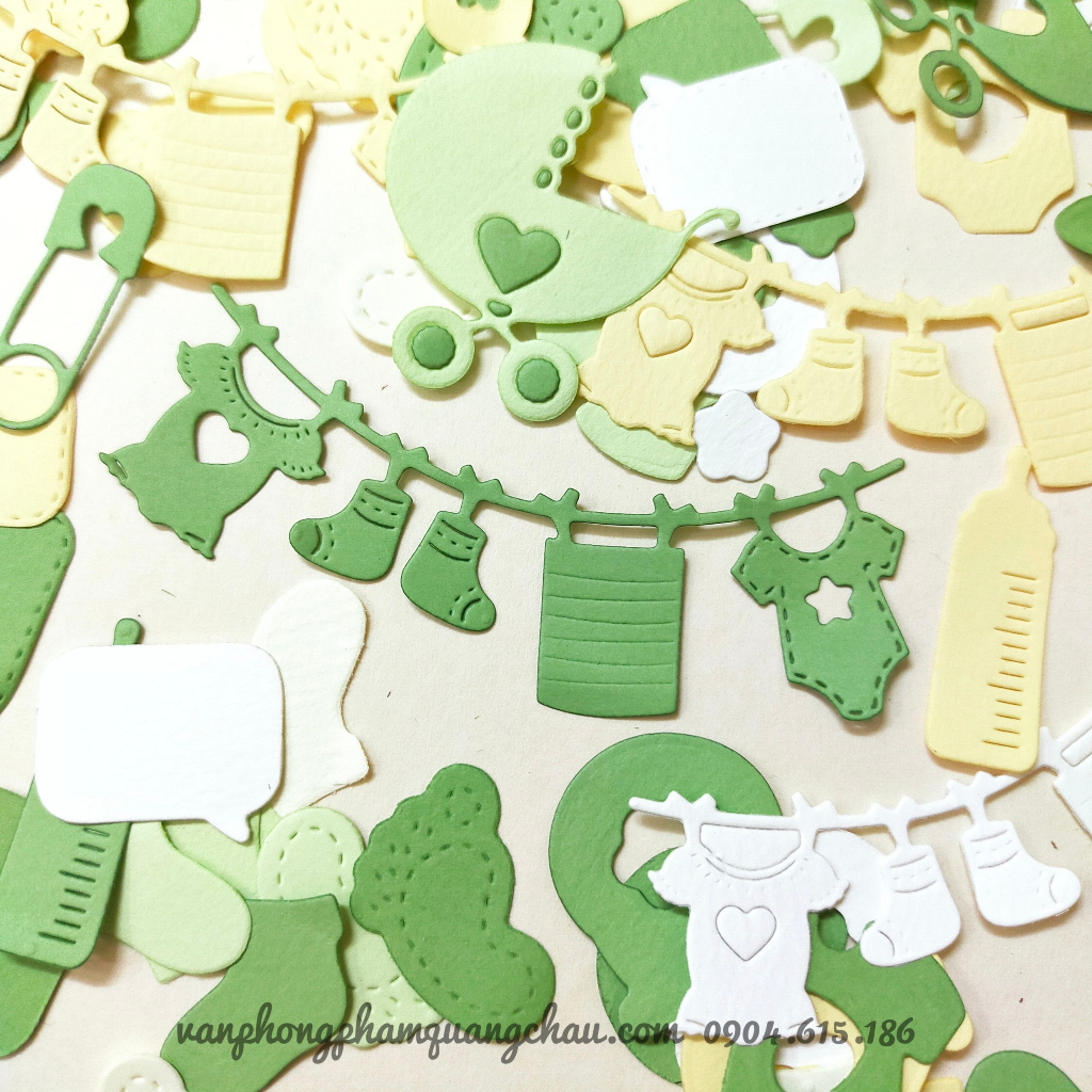 Hình die-cut, khung ảnh chủ đề MẸ VÀ BÉ trang trí album, thiệp, khung ảnh