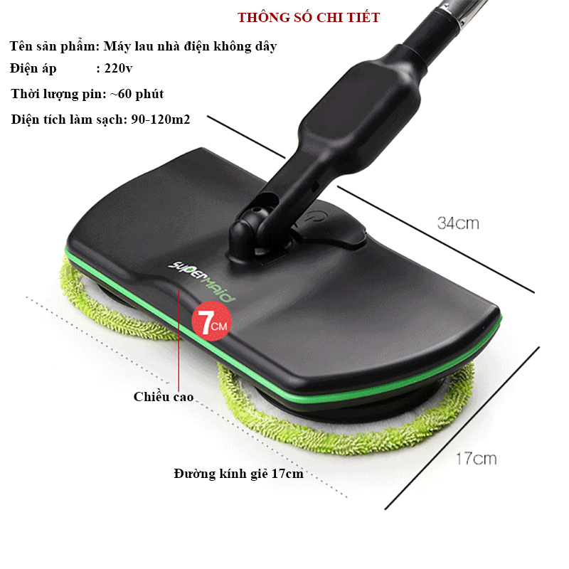 Máy lau nhà điện không dây Supermaid, cây lau nhà thông minh, máy lau sàn thiết kế chắc chắn, sử dụng tiện lợi BH 1 năm | BigBuy360 - bigbuy360.vn