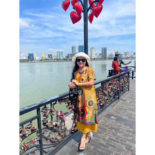 Đầm áo dài cách tân dành cho Mẹ, đầm trung niên cao cấp, vải lụa mềm mát, có bigsize hình thật