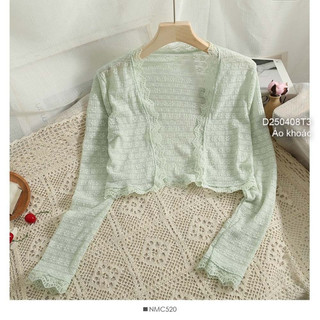 Áo khoác dáng croptop phối ren