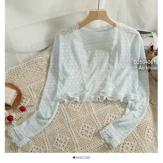 Áo khoác dáng croptop phối ren