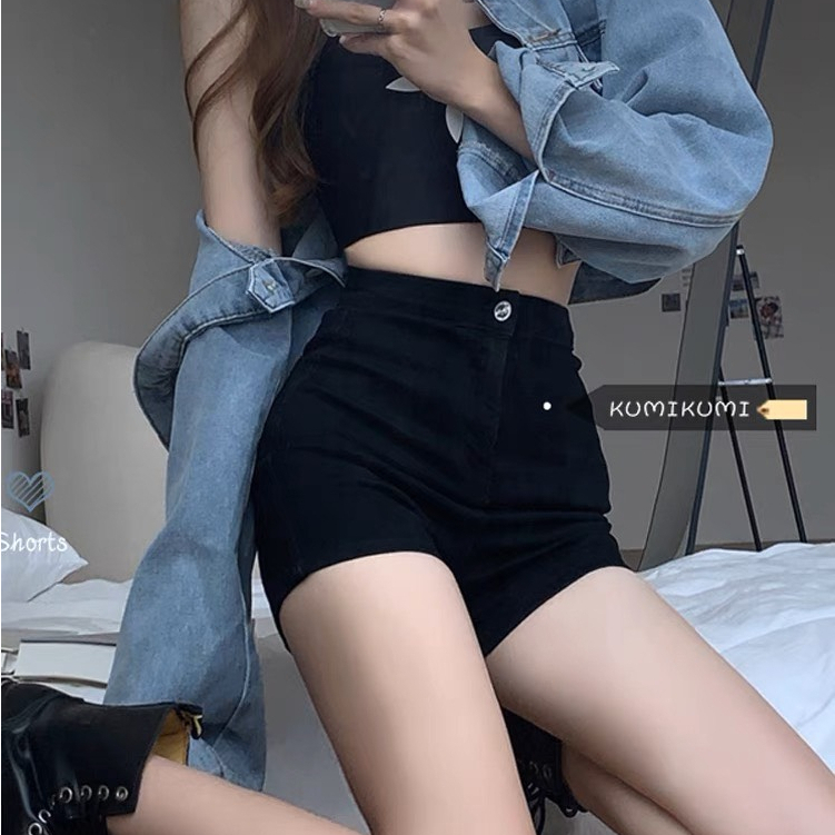 Quần short jean bò cạp cao ngắn bó sát sexy trẻ trung quần đùi