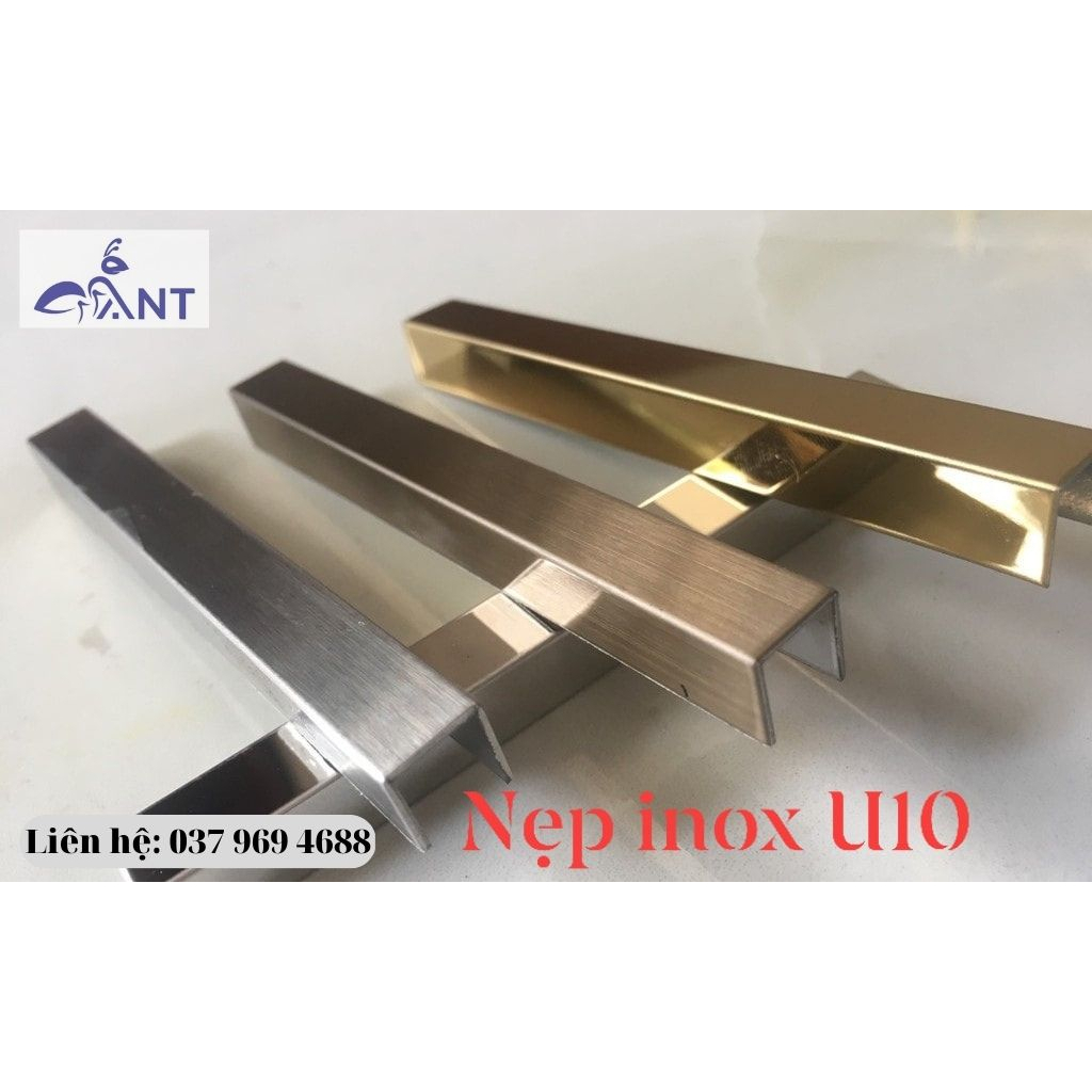 Nẹp inox u10, nẹp u inox, u inox trang trí, thanh dài 2m44, dày 0.8 li