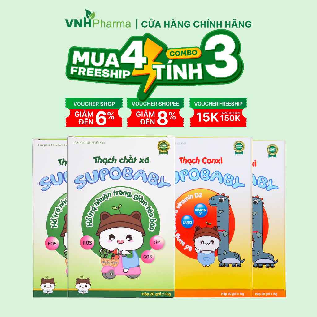 Thạch dinh dưỡng SUPOBABY giúp bé ăn ngon, bổ sung chất xơ, nhuận tràng cho bé phát triển toàn diện