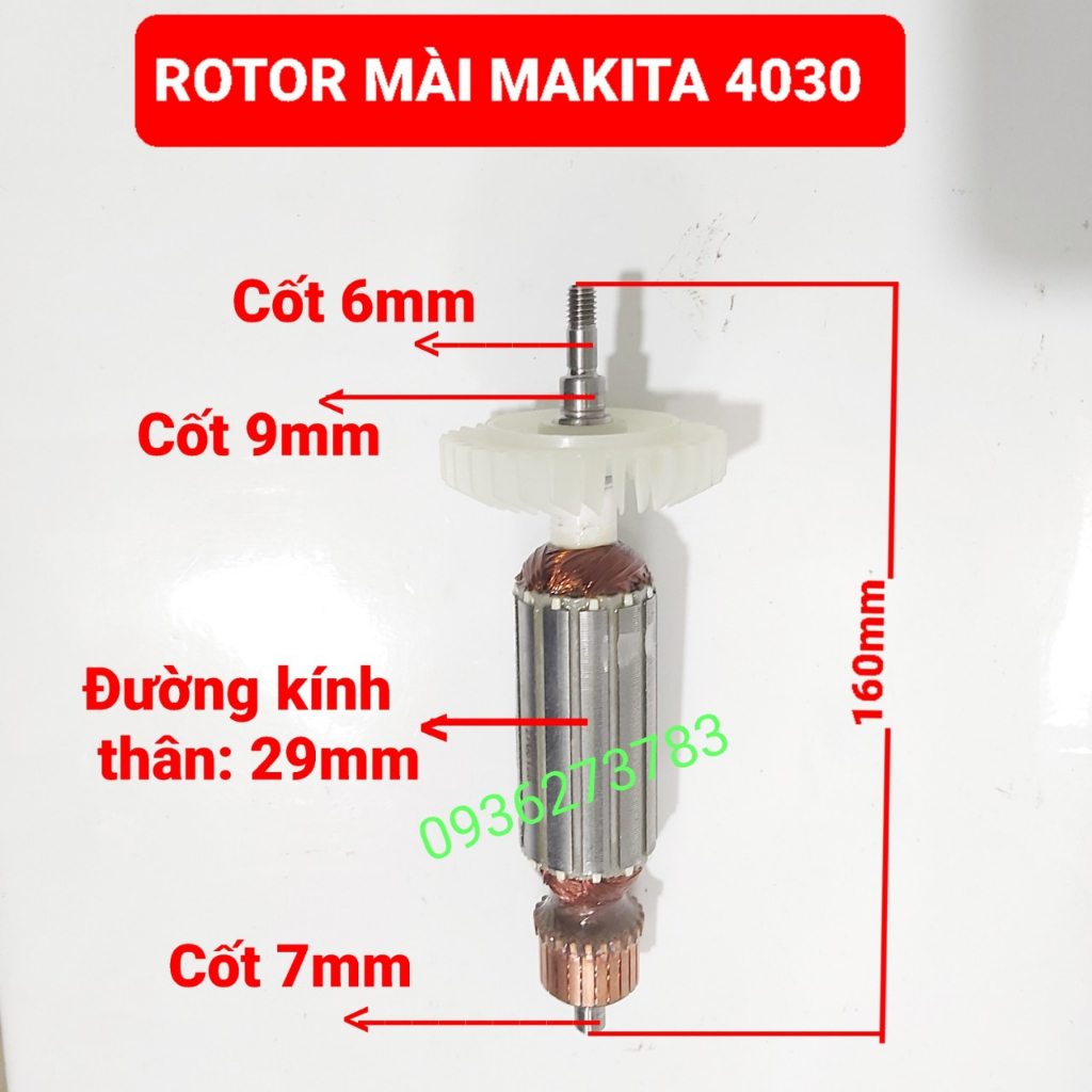 Rotor máy mài MAKITA 4030 4031 GA4030 GA4031, Ken 9710 dây đồng ĐIỆN 220V - Tặng chổi than.Hàng tốt DCA