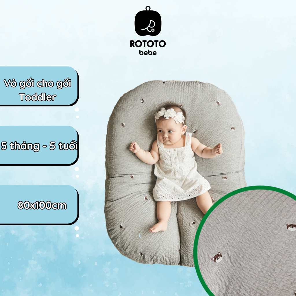 Vỏ gối chống trào ngược Toddler Rototo Bebe cỡ lớn ALADDINVINA